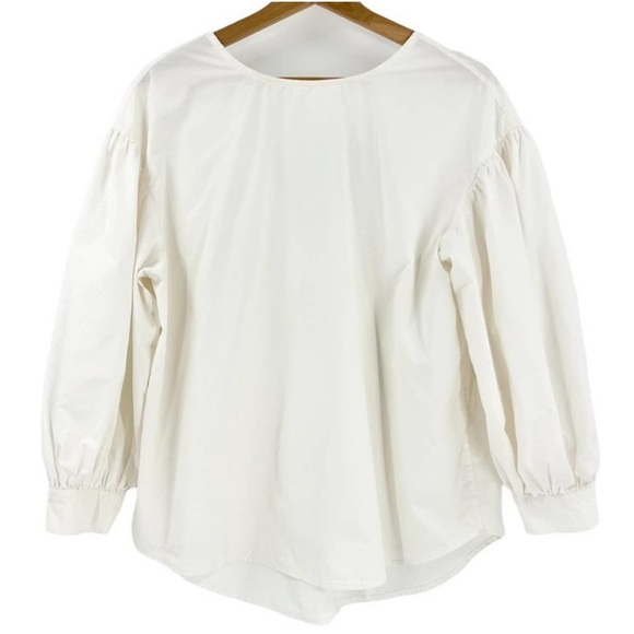 Mijeong Park White Puff Long Sleeve Reversible V-Back Small 100% Cotton - Picture 4 of 8